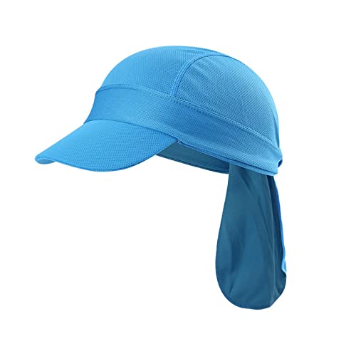 FakeFace Bandana Cap Kopftuch Mit Schirm Atmungsaktiv Pirat Kappe UV Schutz Verstellbar Bikertuch Helmmütze Radsport Mützen Stirnband Schnelltrockned Outdoor Sport Cap Tuch (Hellblau) von FakeFace