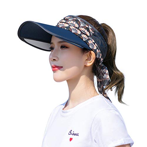 FakeFace Breite Krempe Strohhut Damen Sonnenhut Visor Sommer Strand-Kappe Bowknot Schirmmütze Tennis Cap Faltbar Sommerhut Sonnenschild Schirmkappe Damenhut Baseball Kappe Anti-UV-Hut von FakeFace