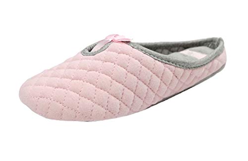 FakeFace Damen Mädchen Baumwolle Hausschuhe Ballerina Slippers Hefterzufuhren Japanische Style Pantoffeln Flache Hausschuhe Slippers mit Schleife für Winter Herbst Frühling (EU 38-39) PINK von FakeFace