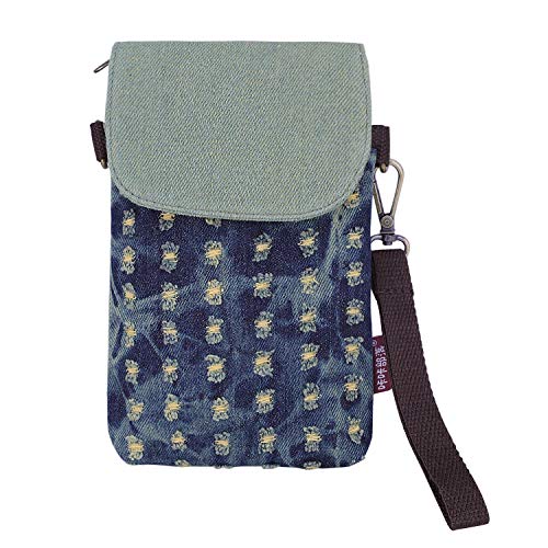 FakeFace Damen Mädchen Handy Umhängetasche Baumwolle Handytasche zum Umhängen Kartentasche Vielschichtige Geldbörse Kleiner Taschen Multifunktionale Handy Tasche 3 Schichten Crossbody (Grün) von FakeFace