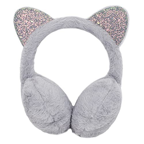 FakeFace Damen Mädchen Winter Ohrenschützer Ohrenwärmer Outdoor Faux Fur Earmuffs Verstellbar Warme Plüsch Ohrwärmer Ear Muffs Winterzubehör Outdoor Ohrenmuscheln (Grau) von FakeFace