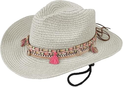 FakeFace Damen Sonnenhut Bohemia mit Breiter Krempe Strohhut Kappe Sommerhut Sommerhut UV-Schutz Strandhut mit Gürtel Retro-Panama-Schlapphut Cowboy Hut Westernhut für Frauen FakeFace Damen Sonnenhut Bohemia mit Breiter Krempe Strohhut Kappe Sommerhut Sommerhut UV-Schutz Strandhut mit Gürtel Retro-Panama-Schlapphut Cowboy Hut Westernhut für Frauen von FakeFace