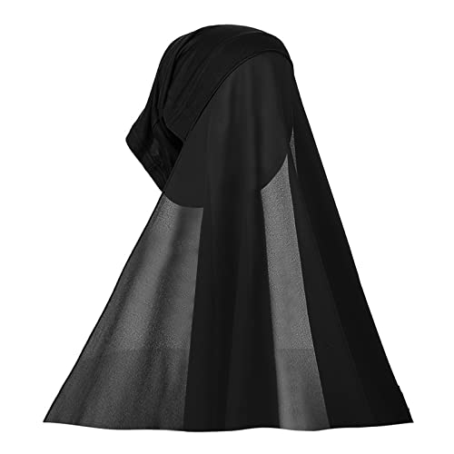 FakeFace Eleganter muslimischer Hijab für Frauen Full-Cover Abdeckung, Chiffon Einteilig Kopftuch Turban Wrap, mode Schals islamische arabische UV-Schutz Kopfwickel für Damen von FakeFace