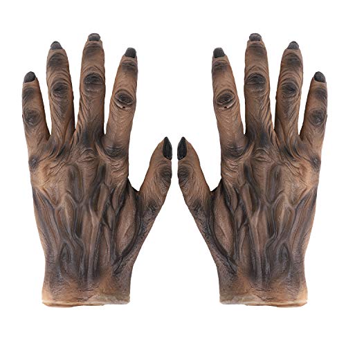 FakeFace Halloween Gruseliger Dämon Handschuhe Erwachsene Teenager Kostüm Party Cosplay Requisiten Horror Teufel Monster/Werwolf/Skelett Kostüm Tierhandschuhe von FakeFace