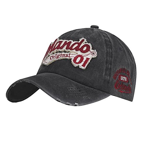 FakeFace Herren Baseball Cap Jeans Mütze Kappe Hut Sonnenhut Basecap Baseballmütze Hip Hop Cap Sommerhut für Herren Jungen (schwarz(Orlando)) von FakeFace