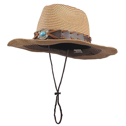 FakeFace Herren Damen Cowboyhut Westernhut Panamahüte Sonnenhut Strohhut Piraten-Hut Modehut Sonnenschutz Cowgirl Cowboy Hut Hüte für Erwachsene von FakeFace
