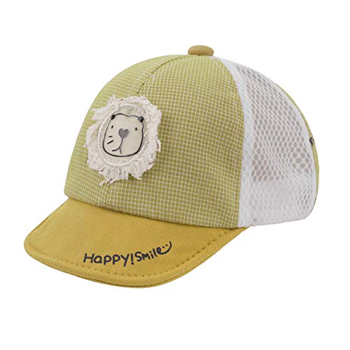 FakeFace Mütze Baby Schirmmütze Baby Kappe Baumwoll Schiebermütze Cappy Mädchen Jungen Baby Hat Base Cap Babymütze Sommer Frühling Kindermütze (Löwe-gelb) von FakeFace