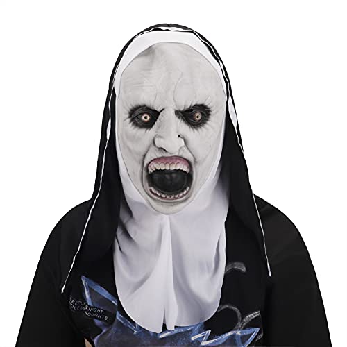 FakeFace Nonne Gruselige Latexmaske Halloween Party Stadt Nonne Maske Cosplay Kostüm Voller Kopf Gruselige Maske Hexenmaske Zombie Evil Dress up Halloween Party Scary Head Costume Mask (C) von FakeFace