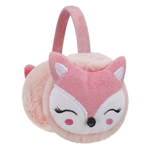 FakeFace Ohrenwärmer für Damen Mädchen Verstellbar Warme Ohrenschützer Plüsch Ohrwärmer Ear Muffs Winterzubehör Outdoor Ohrenmuscheln für Frauen (Pink-Fuchs) von FakeFace