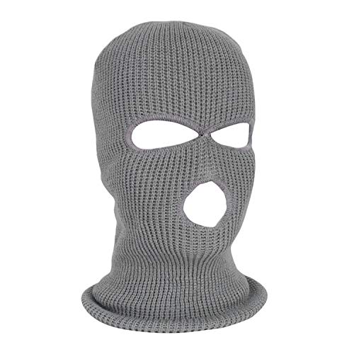 FakeFace Schwarze Sturmhaube Skimaske Balaclava Sturmmaske 3-Loch gestrickte Motorradmaske Multifunktional Atmungsaktiv Skimaske Halswärmer Masken Mütze für Damen und Herren (Grau) von FakeFace