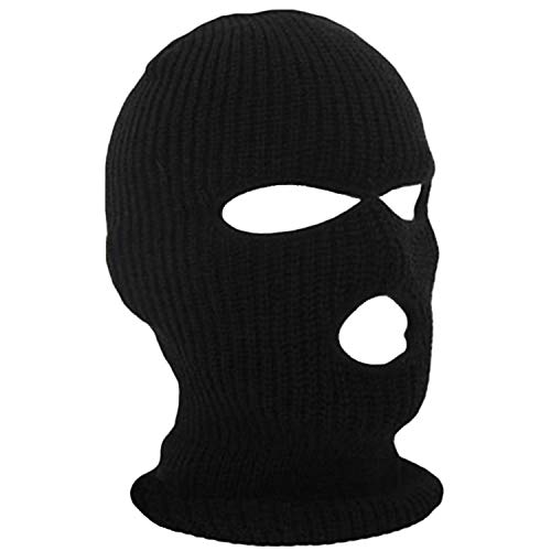 FakeFace Schwarze Sturmhaube Skimaske Balaclava Sturmmaske 3-Loch gestrickte Motorradmaske Multifunktional Atmungsaktiv Skimaske Halswärmer Masken Mütze für Damen und Herren (Schwarz) von FakeFace