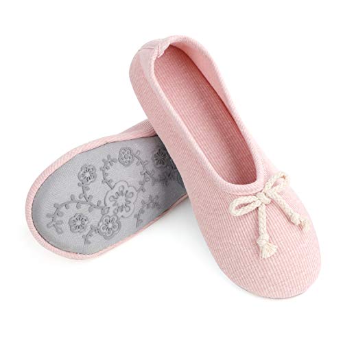 FakeFace Süße Baumwolle Ballerina Hausschuhe Hausschlappen Damen Mädchen Hefterzufuhren Pantoffeln Indoor Warme Slippers mit Schleife für Winter Herbst Frühling von FakeFace