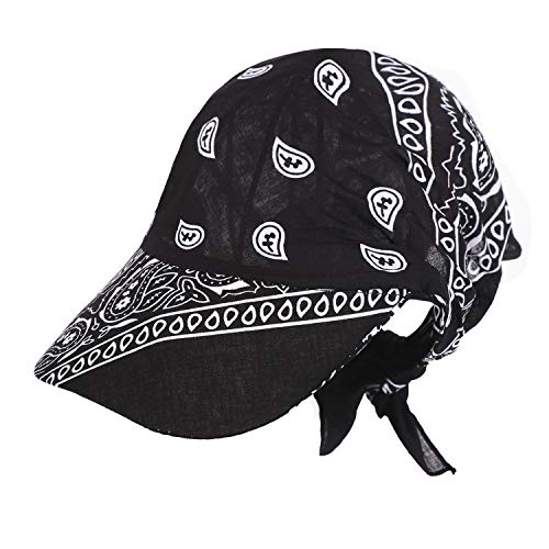 FakeFace Turban Kappen Damen Bandana Cap Weiche Elastische Turban-Hut Sport Kopftücher Kopfbedeckung Beanie Cap Plissee Boho Turban Hut Mütze Schlafmütze für Frauen (Schwarz-hs) von FakeFace