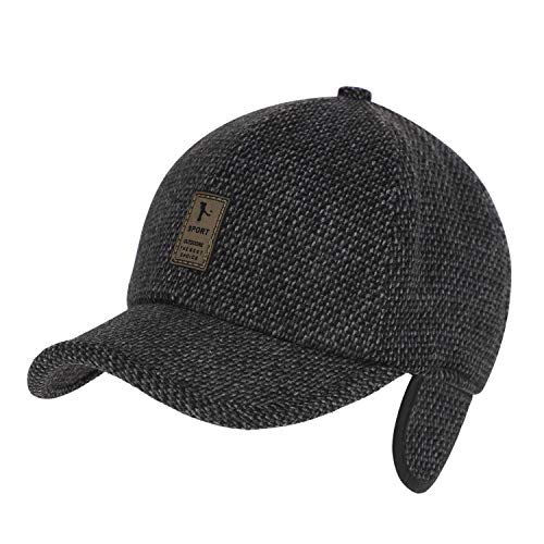 FakeFace Unisex Schirmmütze mit Ohrenklappen Winter Warme Basecap Herren Winter Dicke Mütze Kappen Golf Cap Fliegermütze Windschutz Wintermütze Baseballcap Wintercap von FakeFace