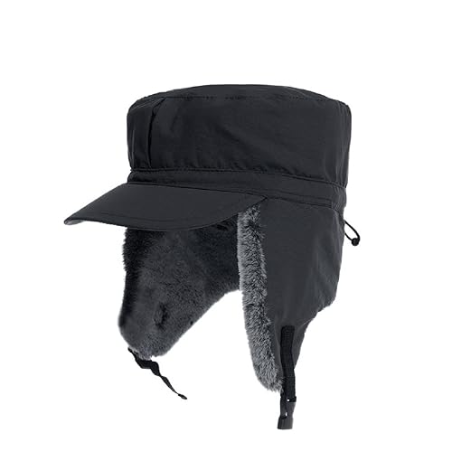 FakeFace Unisex Schirmmütze mit ohrenschützer gefüttertes Basecap Damen Herren Winter Dicke Mütze Kappen Golf Cap Fliegermütze Wintermütze Windschutz Baseballcap mit Schirm und Ohrenklappen von FakeFace