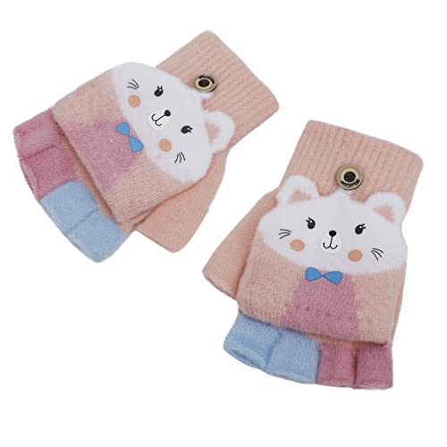 Fingerlose Handschuhe Kinder, Kleinkind Fingerlose Handschuhe Cartoon Nette Winter Flip Top Handschuhe Soft Plüsch Halbfinger Fäustlinge für Jungen Mädchen 2-8 Alter von FakeFace