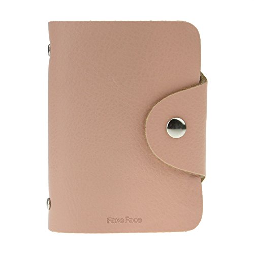 Greenery Kreditkartenetui Visitenkartenetui Kartenetui Scheckkartenetui Kartenmäppchen Card Case Holder aus weichem naturbelassenem Kalbsleder mit 26 Kartenfächern (Pink) von FakeFace