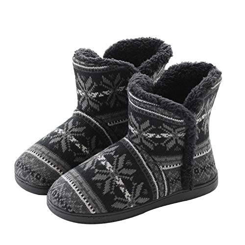 Hausschuhe Damen Herren Plüsch Warme Bequeme Stiefel Schuhe Homeboots Winter Hüttenschuhe Frauen Kuschel Hausschuhe, rutschfest Feste Sohle Winterhausschuhe für Indoor Outdoor von FakeFace