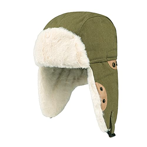 Herren Damen Fliegermütze Warm Trappermütze Hut Wintermütze mit Ohrenklappen Winddicht Pilotenmütze Schirmmütze Skimütze Dicker Fleece Bombermütze für Skifahren, Schlittschuhlaufen Outdoor von FakeFace