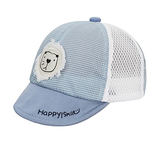 Kinder Baby Baseball Cap Kappe Baseballmütze Jungen Mädchen Cartoon Netzkappe Verstellbare Schirmmütze Sonnenschutz Hut Sommer Kopfbedeckung für Kopfumfang 0-6 Monate (Löwe-Blau) von FakeFace