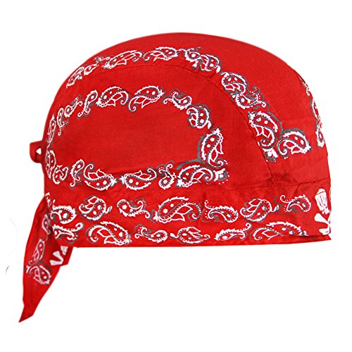 Kopftuch für Damen Herren Bandana Cap Hut Sport Kopfbedeckung Piratenmütze Hip Hop Cap Stirnband aus atmungsaktive Baumwolle(Rot) von FakeFace