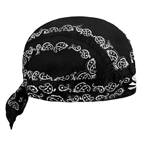 Kopftuch für Damen Herren Bandana Cap Hut Sport Kopfbedeckung Piratenmütze Hip Hop Cap Stirnband aus atmungsaktive Baumwolle(Schwarz) von FakeFace