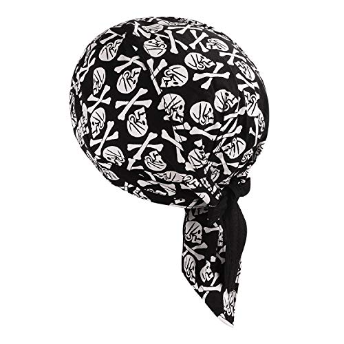 Kopftuch für Damen Herren Bandana Cap Hut Sport Kopfbedeckung Piratenmütze Hip Hop Cap Stirnband aus atmungsaktive Baumwolle (Knochen) von FakeFace