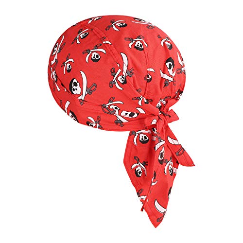Kopftuch für Damen Herren Bandana Cap Hut Sport Kopfbedeckung Piratenmütze Hip Hop Cap Stirnband aus atmungsaktive Baumwolle (Rot Schädel) von FakeFace