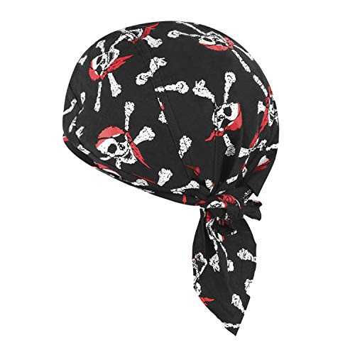 Kopftuch für Damen Herren Bandana Cap Hut Sport Kopfbedeckung Piratenmütze Hip Hop Cap Stirnband aus atmungsaktive Baumwolle (Schädel) von FakeFace