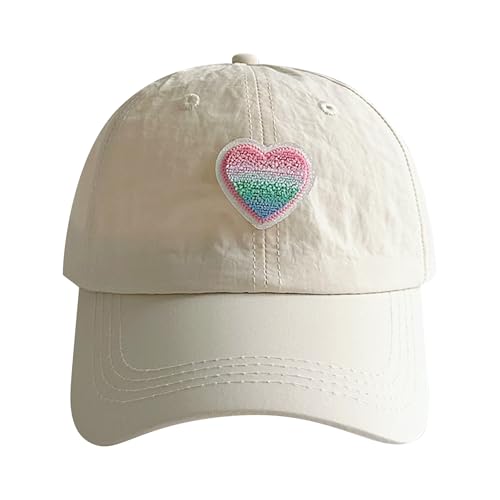 Mädchen Basecap Schirmmütze mit Herz-Stickerei Kinder Schnelltrocknend Baseball Cap Kappe Sonnenhut Mädchen Sonnenschutz Sportkappe Einstellbar Baseballmütze Trucker Cap Kinderhut von FakeFace