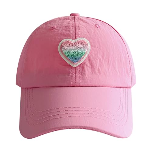 Mädchen Basecap Schirmmütze mit Herz-Stickerei Kinder Schnelltrocknend Baseball Cap Kappe Sonnenhut Mädchen Sonnenschutz Sportkappe Einstellbar Baseballmütze Trucker Cap Kinderhut von FakeFace