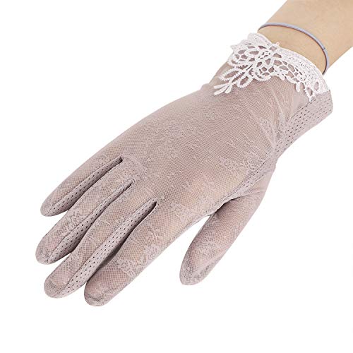 Sommer Frauen Handschuhe Spitze UV-Schutz Touch-Screen Driving-Handschuhe Hochzeit Braut Handschuhe Opera Fest Party Damen Lace Handschuhe Kostüm Accessoires rutschfeste Handschuhe für Autofahren von FakeFace