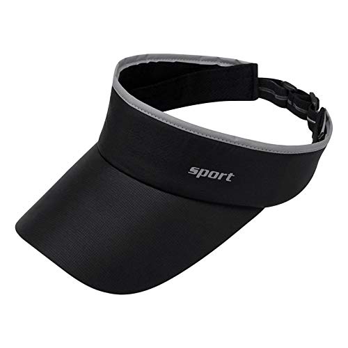 Sonnenschild Visor Unisex Sonnenblende Verstellbar Sonnenhut Visor Tennis Cap Sommerhut Schildmütze Sonnenschutz Hut Kappe Schweißabsorption Basecap für Outdoor Golf Radfahren Laufen Joggen (Schwarz) von FakeFace