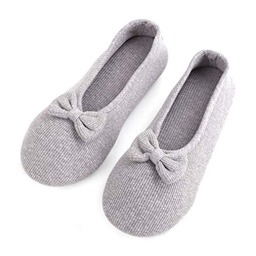 FakeFace Süße Baumwolle Ballerina Hausschuhe Hausschlappen Geschlossene Hausschuhe Schuhe Damen Mädchen Hefterzufuhren Pantoffeln Indoor Warme Slippers mit Schleife für Winter Herbst Frühling von FakeFace