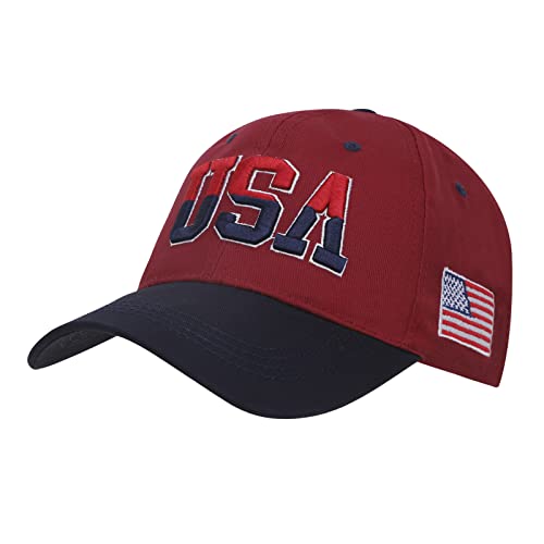 Unisex Baseball Kappe Basecap Vintage Stickerei USA Baseball Hut Freizeit Cap Baseballmütze Hat Mützen Caps Kappe Sonnenhut Sportkappe für Damen Herren;ROT von FakeFace