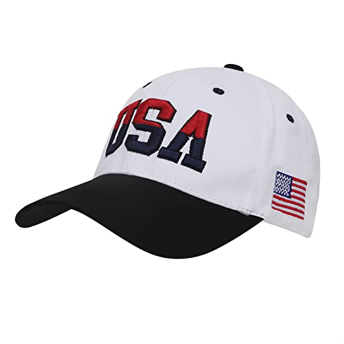 Unisex Baseball Kappe Basecap Vintage Stickerei USA Baseball Hut Freizeit Cap Baseballmütze Hat Mützen Caps Kappe Sonnenhut Sportkappe für Damen Herren:WEIß von FakeFace