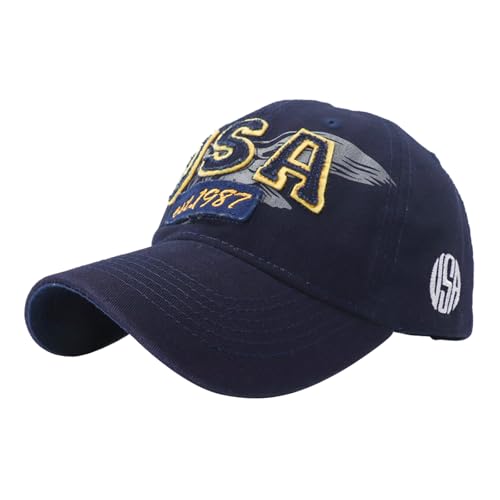 Unisex Baseball Kappe Weich Basecap Vintage Stickerei USA Baseball Hut Freizeit Cap Baseballmütze Hat Mützen Caps Kappe Sonnenhut Sportkappe für Damen Herren;DUNKELBALU von FakeFace