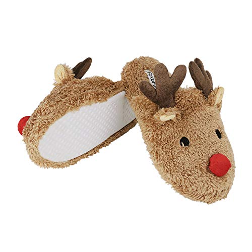 Weiche Plüsch Hausschuhe Liebespaar Pantoffeln Slippers mit Super Süße Cartoon Elch für Winter Herbst Frühling, Größe 38-39, Farbe Braun von FakeFace