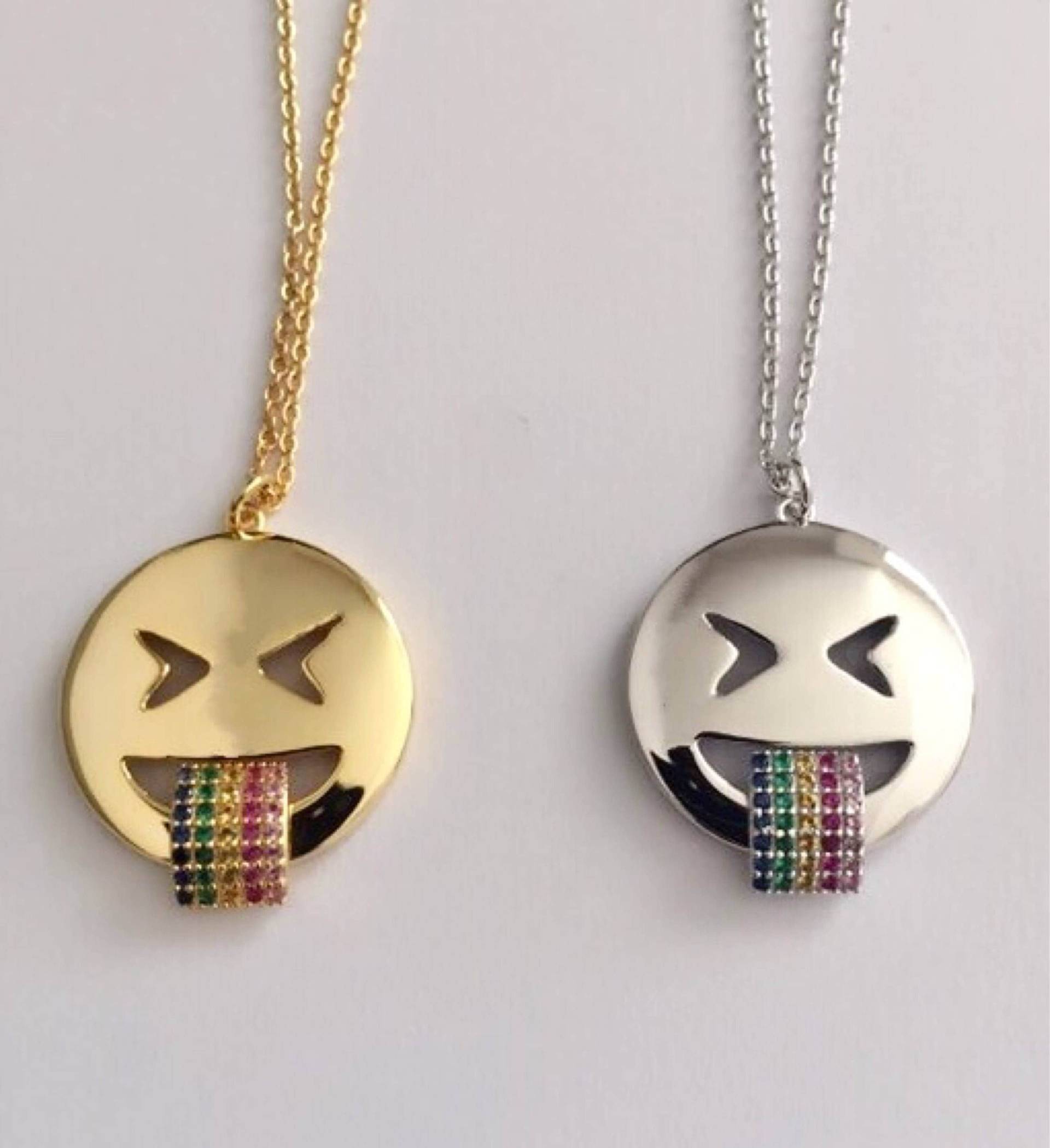Regenbogen-Halskette - Emoji Halskette Wunsch Einhorn Schmuck Gold Statement Lustiges Geschenk Beste Freundin von FalaJewelry