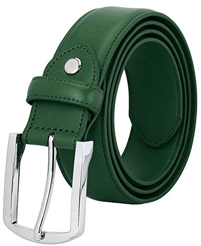 Falari Herren-Gürtel aus echtem Leder mit einfacher Dornschnalle, 16 Farben, dunkelgrün, 40 (Taille 38) von Falari
