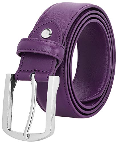 Falari Herren-Gürtel aus echtem Leder mit einfacher Dornschnalle, 16 Farben - Violett - 36 (Taille 34) von Falari