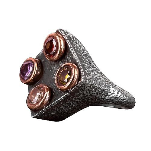 Antiker Unisex-Ring aus Sterlingsilber, natürlicher Edelsteinring, antiker Ring, (8 us), Edelstein, künstlicher Quarz von Falcon Jewelry
