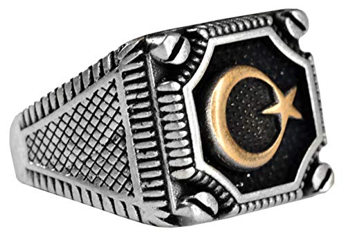 Falcon Jewelry Malcom X-Ring aus Sterlingsilber, Stern und Halbmond-Ring, kostenloser Expressversand, Sterlingsilber Falcon Jewelry Malcom X-Ring aus Sterlingsilber, Stern und Halbmond-Ring, kostenloser Expressversand, Sterlingsilber von Falcon Jewelry