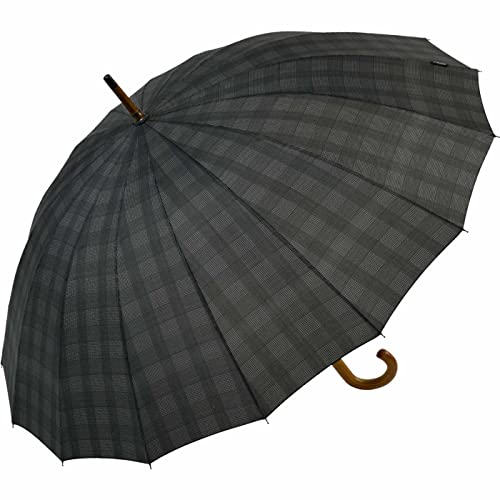 Falcone® 16-teiliger Regenschirm Holzstock sturmfest mit Holzgriff - Check von Falcone