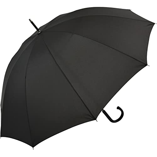 Falcone® XXL Regenschirm 10-teilig Fiberglas windsicher Rundhakengriff - schwarz von Falcone