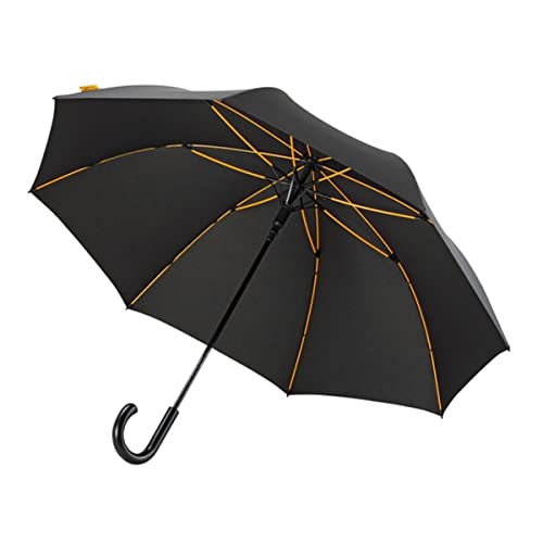 Falcone Automatischer Regenschirm mit orangefarbenen Stäben - 125 cm - Windfest - Schwarz und Orange von Falcone