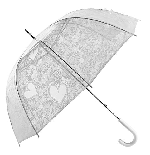 Falconetti® Brautschirm Regenschirm durchsichtig transparent - Herzen von Falconetti
