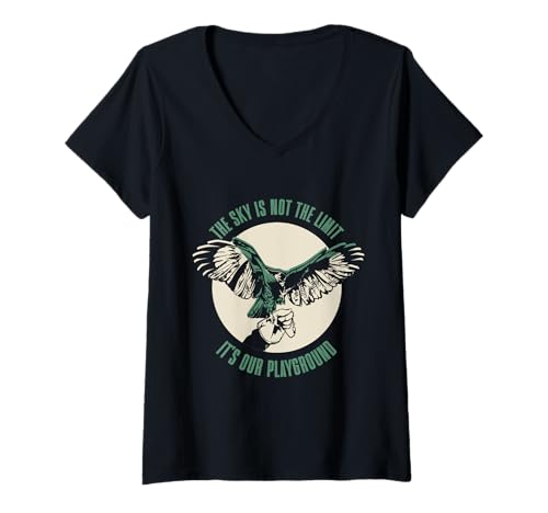 Damen The Sky is Not The Limit It's Our Playground Falknerei T-Shirt mit V-Ausschnitt Damen The Sky is Not The Limit It's Our Playground Falknerei T-Shirt mit V-Ausschnitt von Falconry Gear