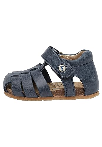 Falcotto ALBY-Halbgeschlossene Ledersandalen mit aufgesetzten Blumen, blau 21 von Falcotto