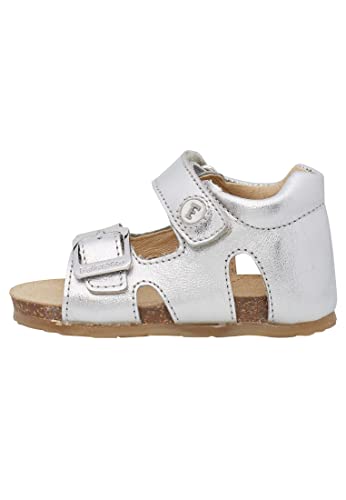 Falcotto BEA-Sandalen aus Metallic-Leder mit Schnalle und Klettverschluss, Silber 20 von Falcotto